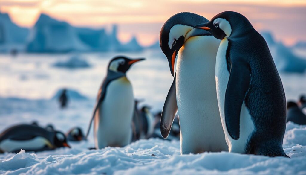 Pebbling bei Pinguinen